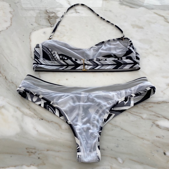 EMILIO PUCCI BLACK WHITE GRAY BIKINI SIZE IT 42 / US 8 - Picture 12 of 16